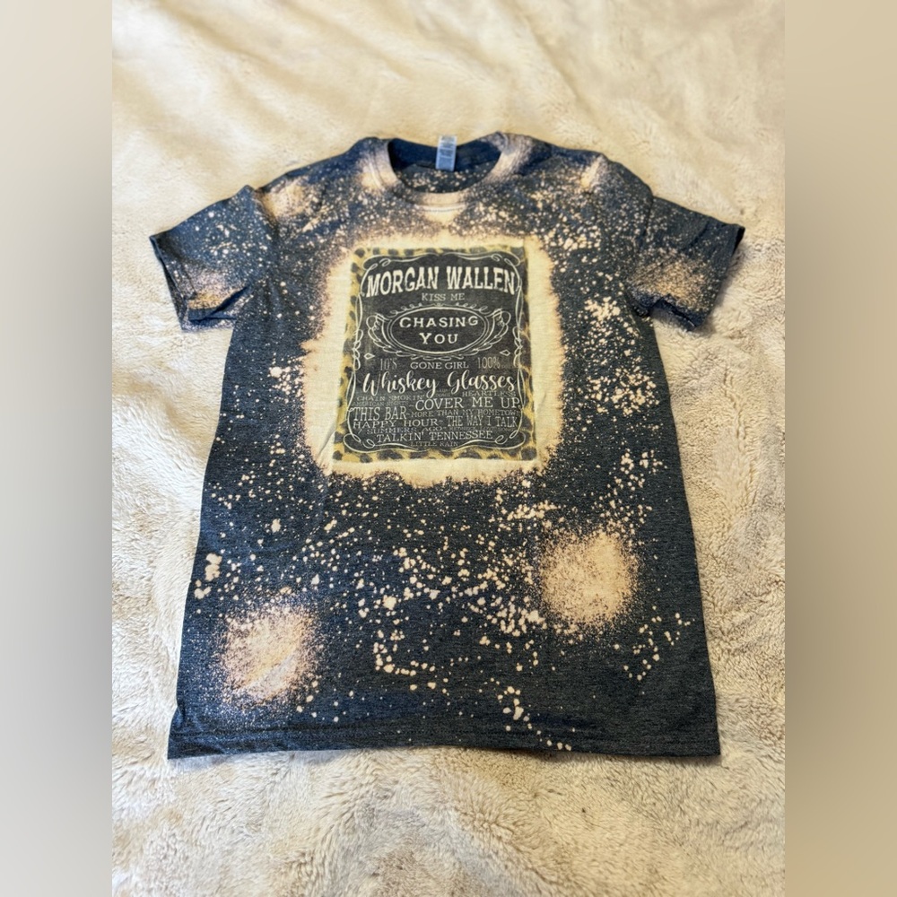Morgan Wallen bleached Graphic Tee - Black and Tan size S